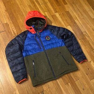 Polo Ralph Lauren Outdoor Sportsman quilted puffer jacket in blue and orange